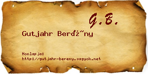 Gutjahr Berény névjegykártya